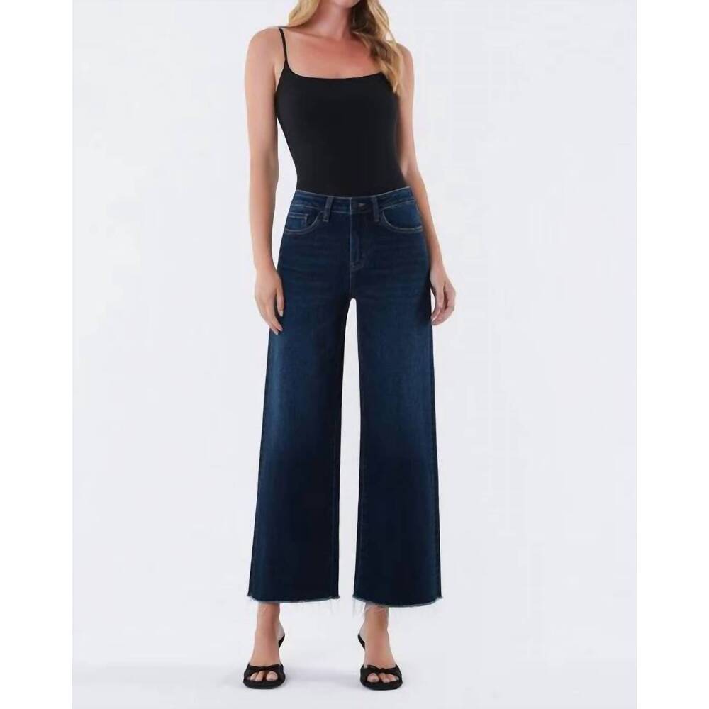 NEW VERVET BY FLYING MONKEY anna high rise ankle wide leg jeans in blue